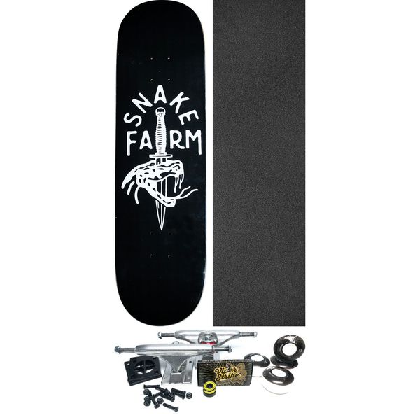 Snake Farm Skateboards Boom Stick Black / White Skateboard Deck - 8.5" x 32.375" - Complete Skateboard Bundle